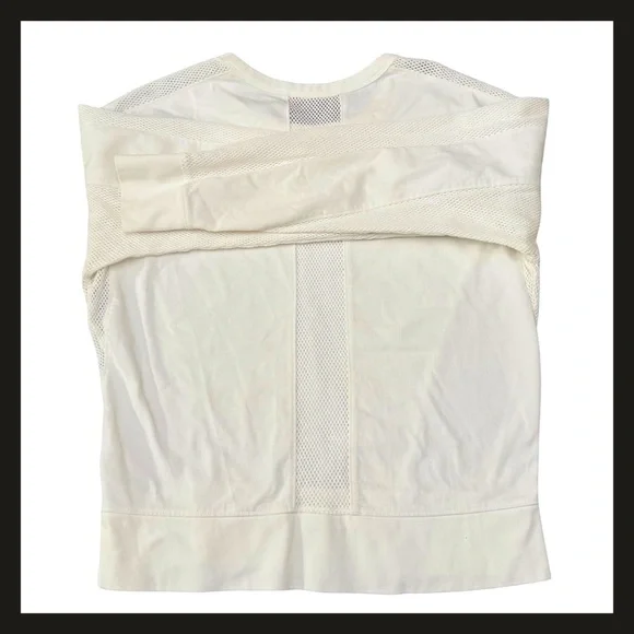Athleta Rebalance Sweatshirt White Mesh Panel Long Sleeve Cotton Top  Small NWOT - Picture 7 of 14